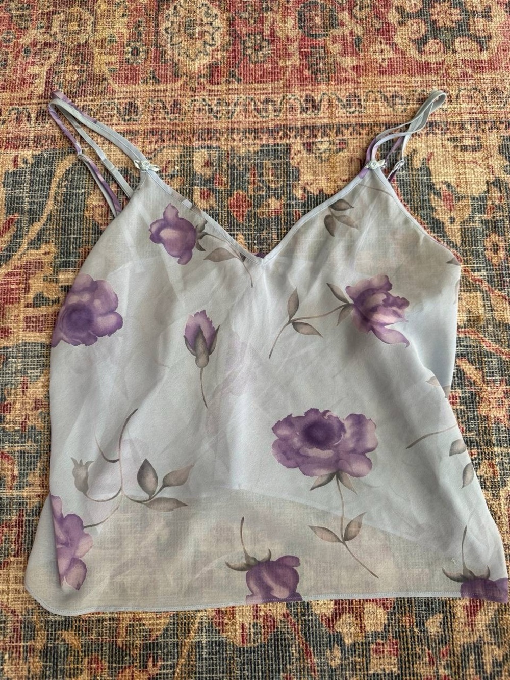 Vintage  Lavender Floral V-Neck Camisole Top